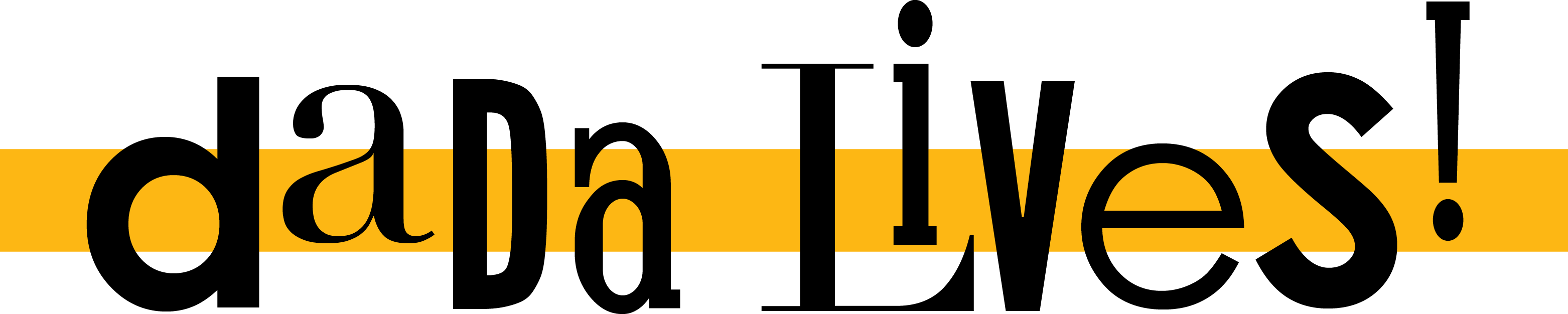 Art exhibit "Dada Lives" header design 