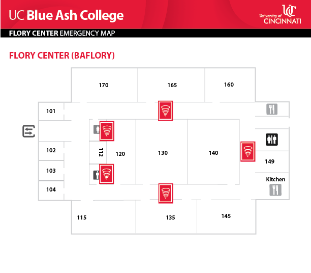 UC Blue Ash College Flory Center Emergency Map