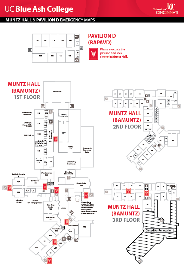 UC Blue Ash College Muntz Hall Emergency Map