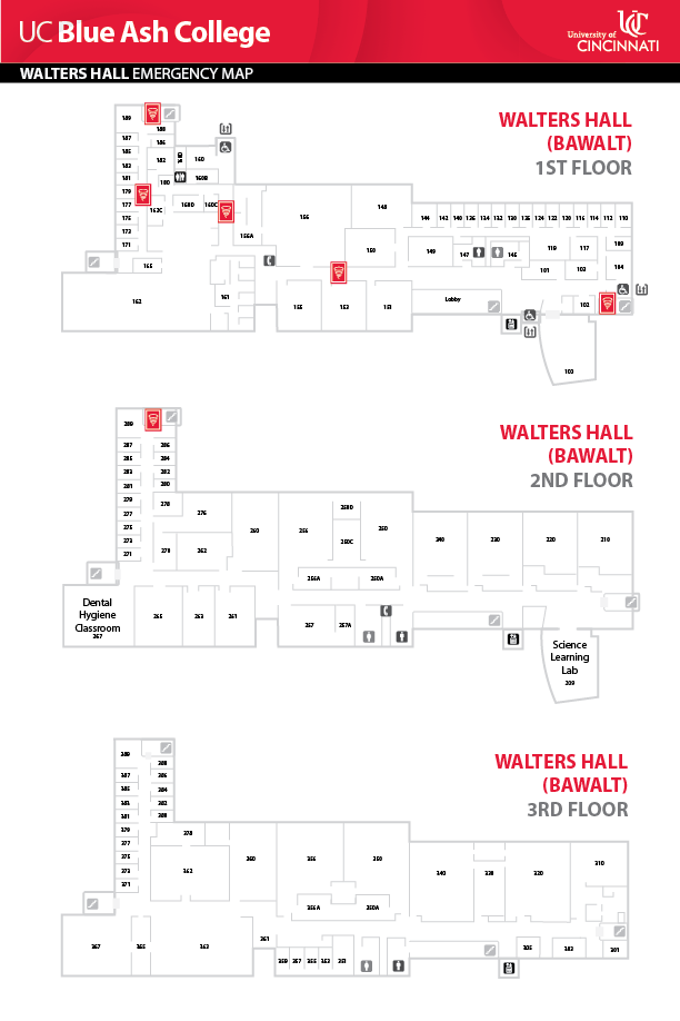 UC Blue Ash College Walters Hall Emergency Map