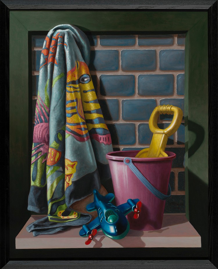 Artwork of childhood objects with vivid colors