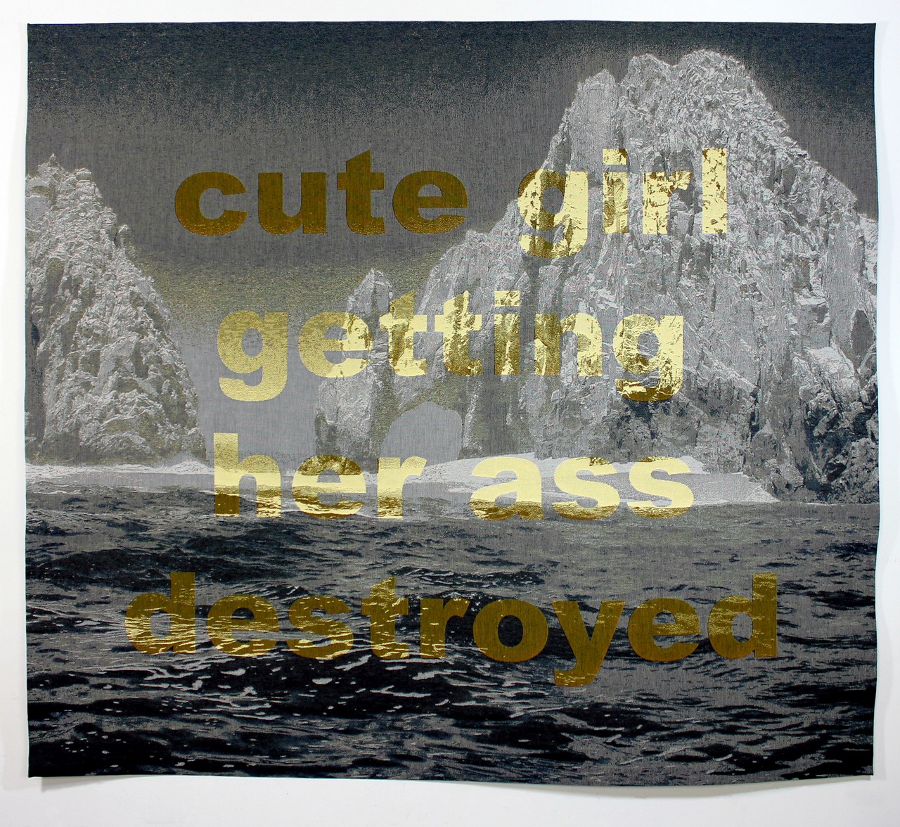 2. Vignettes: Cute Girl, industrially-woven tapestry, 55” x 65” (2014-2015)