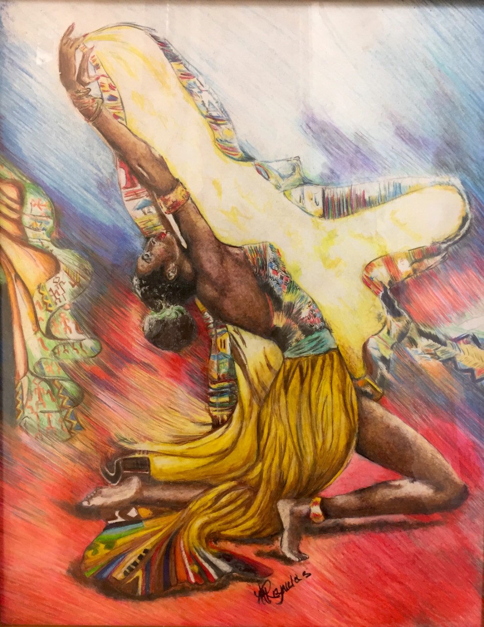 Michael Reynolds – African Dancer, 20” x 16”, colored pencil (n.d.)