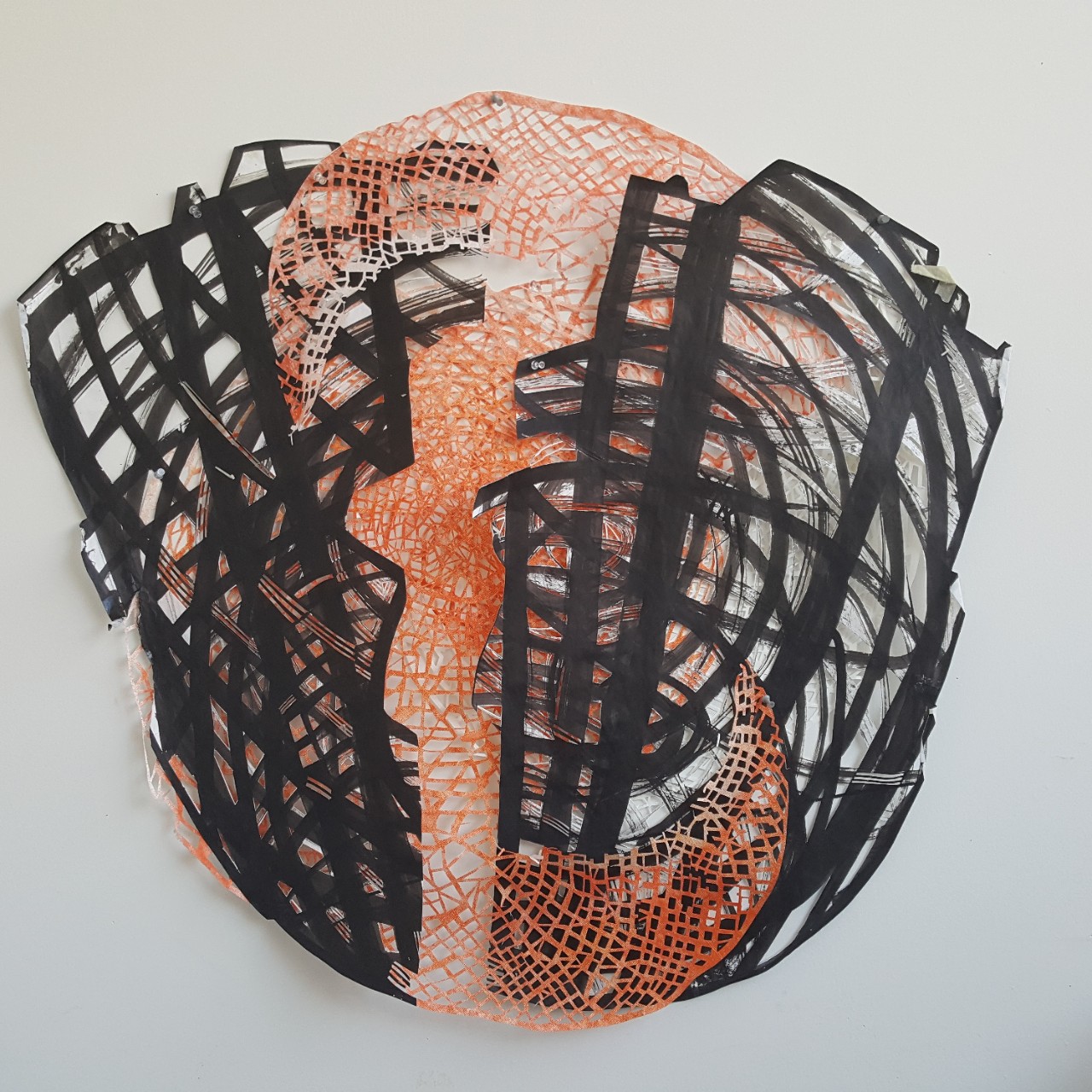 abstract art using black and orange objects