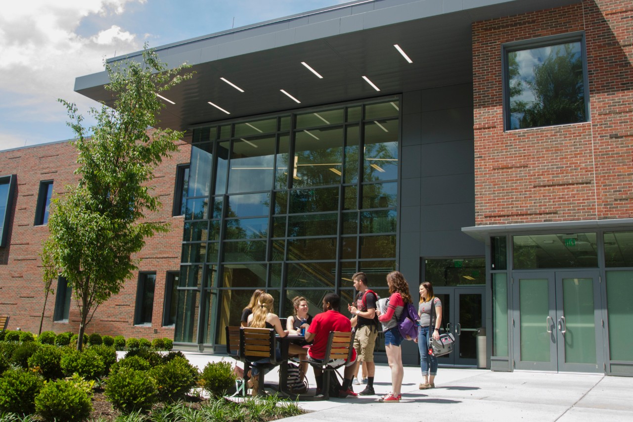 Group of students standing outside of Progress Hall